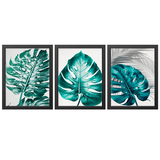 Tropical Elegance – Botanical Leaf Art Set (3 Pieces)