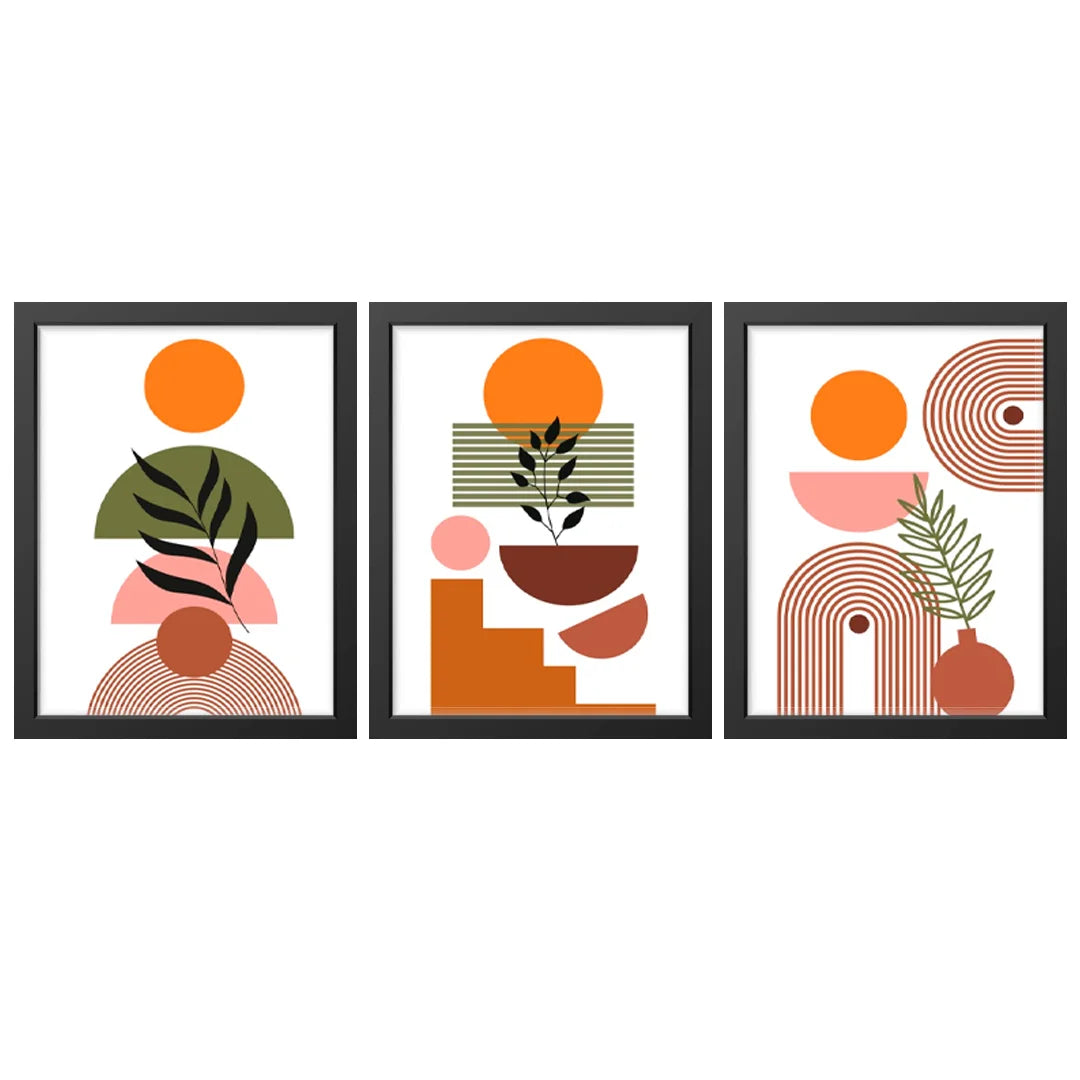 Modern Balance – Geometric Abstract Wall Art Set (3 Pieces)