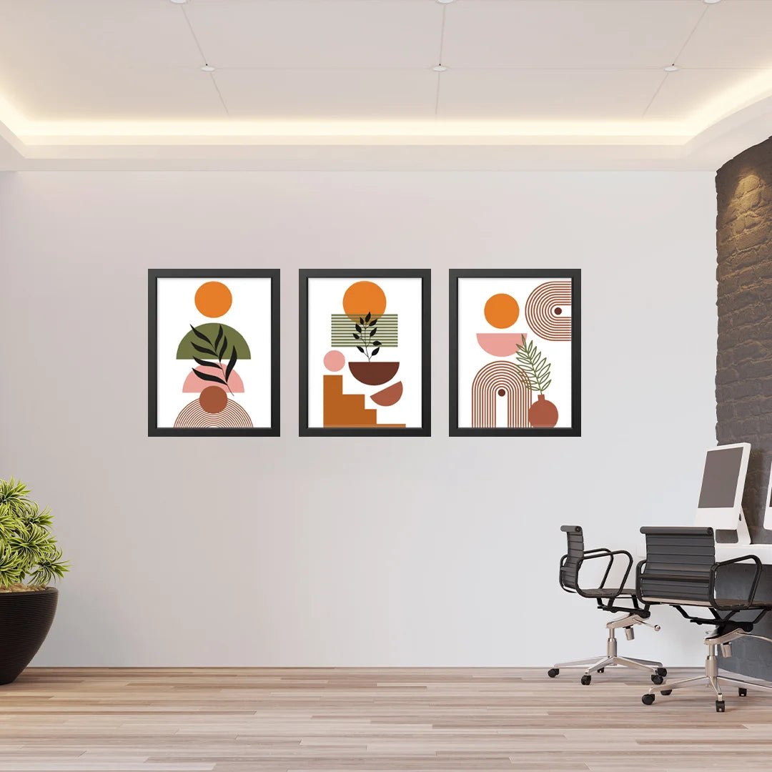 Modern Balance – Geometric Abstract Wall Art Set (3 Pieces)