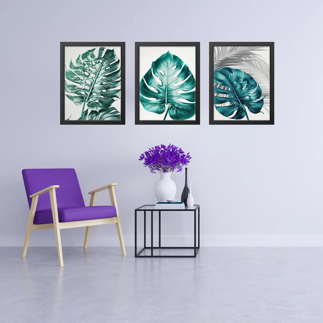 Tropical Elegance – Botanical Leaf Art Set (3 Pieces)