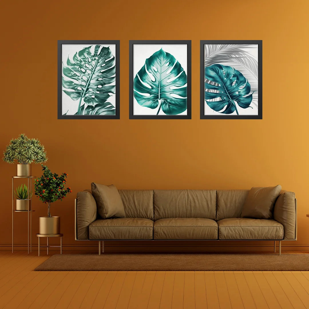Tropical Elegance – Botanical Leaf Art Set (3 Pieces)